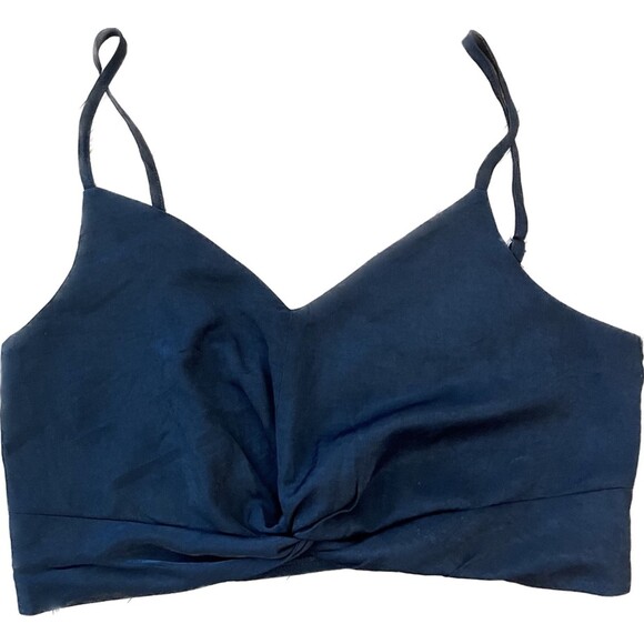 SHEIN | NWOT Black Crushed Satin Twisted Spaghetti Strap Crop Top | Small - Picture 1 of 9